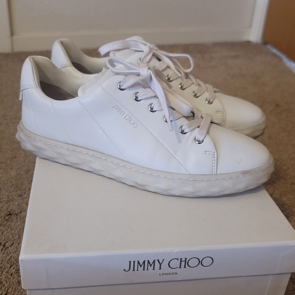 Jimmy Choo Ivory Leather Sneakers
